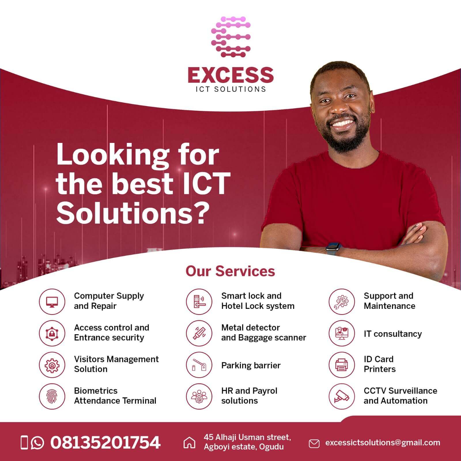 A banner showing Excess ICT services